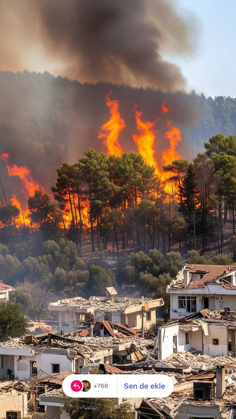 Hatay'daki yangından korkunç görüntüler: Alevler her yeri sardı 1